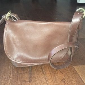 Coach brown leather crossbody messenger bag